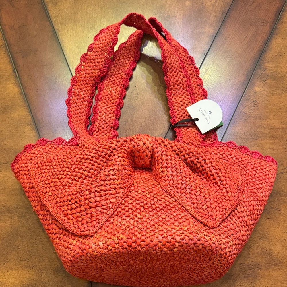 Kate Spade Vibrant Red Orange Woven Tote